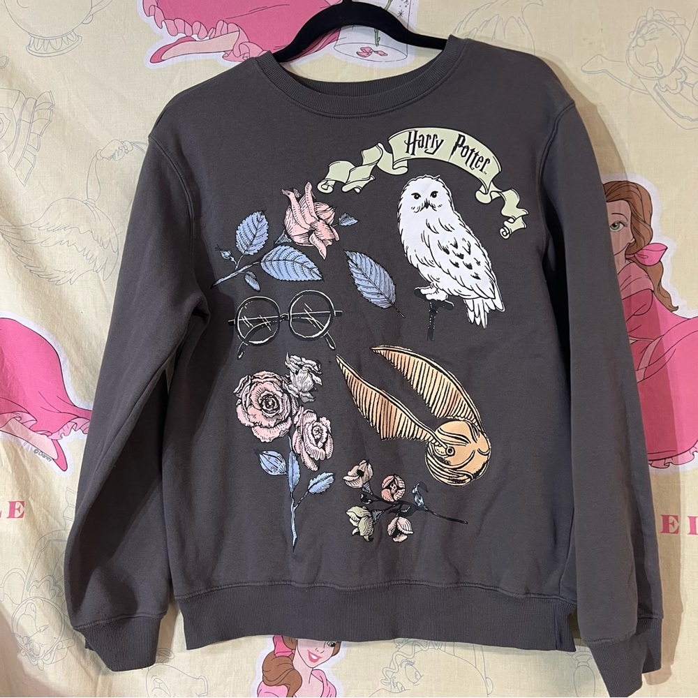 Harry Potter Graphic Women's Crew Neck Sweater - Gray